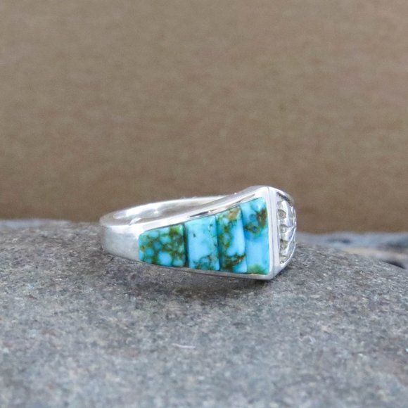 Native American Cobblestone Turquoise and Sterling Silver Statement Ring SZ 7 - Picture 5 of 11